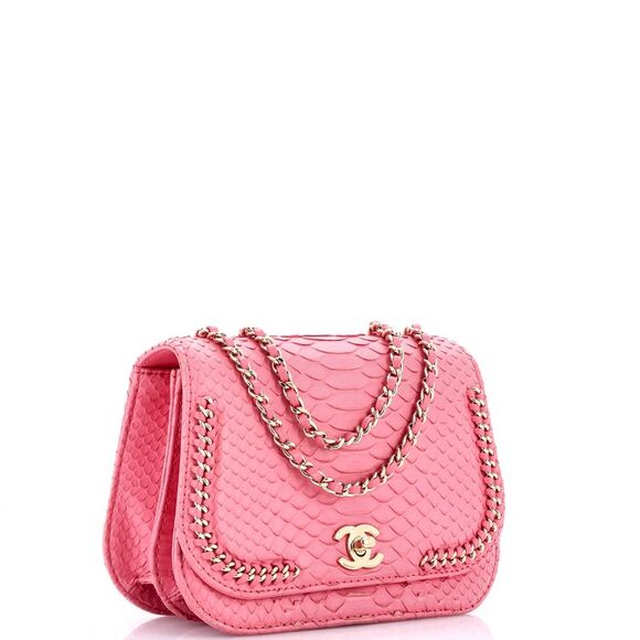 Chanel Braided Chic Flap Bag Python Small Pink - Picture 2 of 6